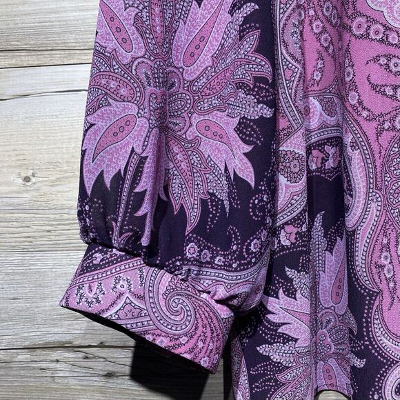 Lane Bryant Blouse Top Paisley Tie Front Chiffon Purple Semi-Sheer Size 22/24 - Picture 3 of 9